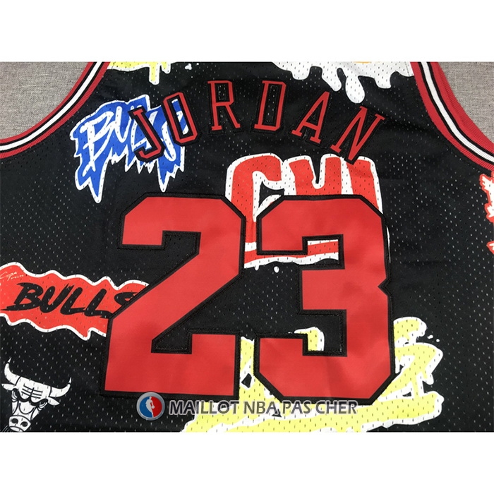 Maillot Chicago Bulls Michael Jordan Slap Sticker Mitchell & Ness 1997-98 Noir